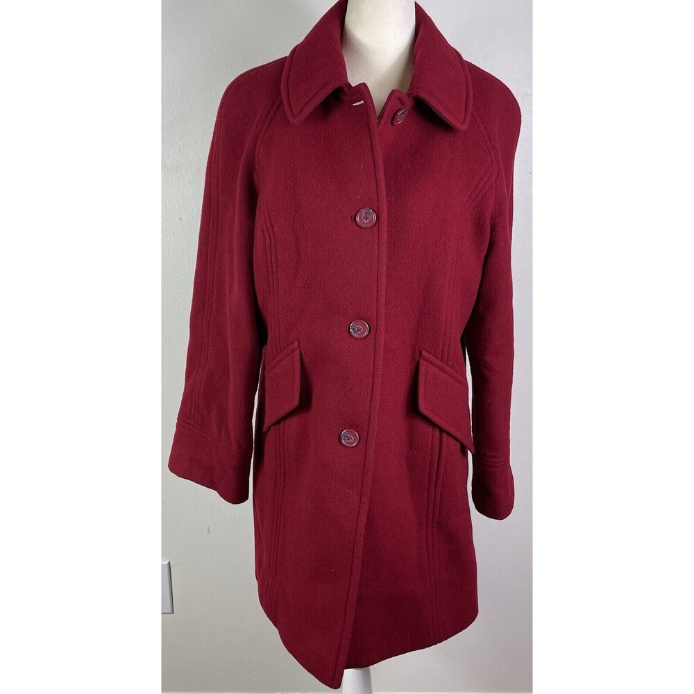 East 5th Wool Blend Pea Coat Womens Red Size Med Front Pockets Old Money Stylish
